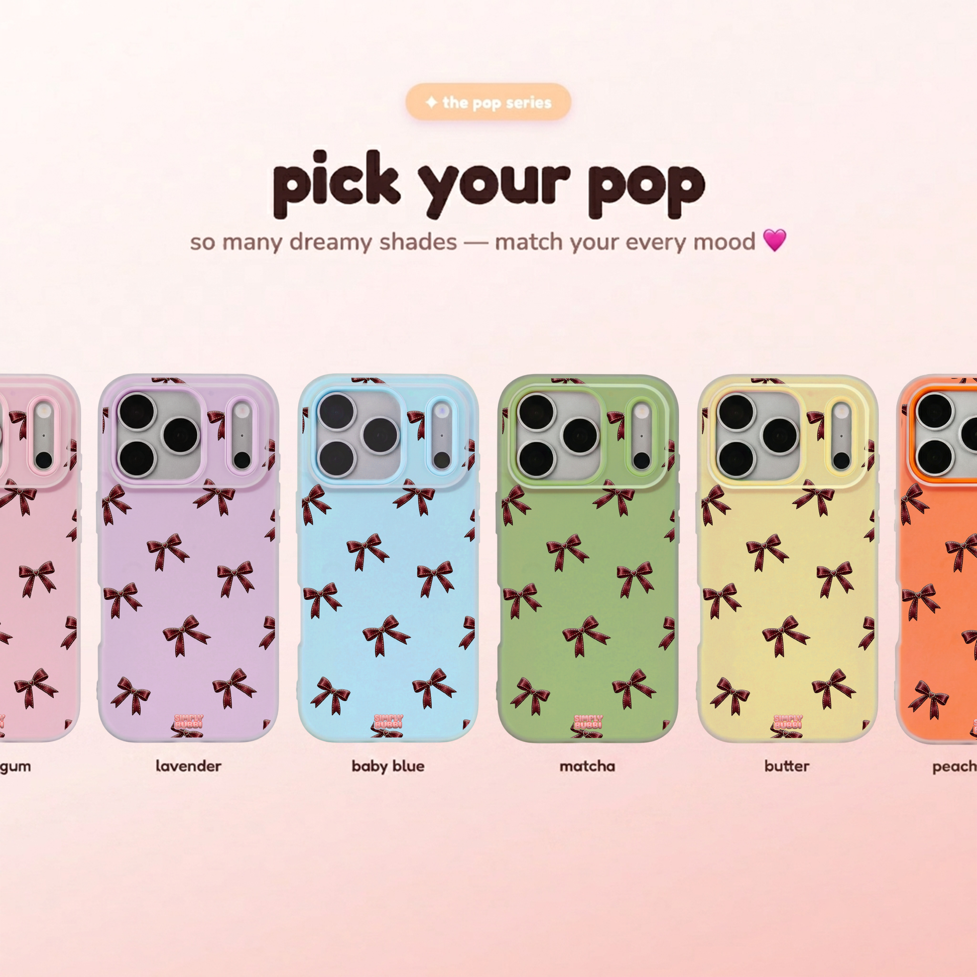 Oxblood Heart Bow Repeat Pop iPhone Case – product view 1