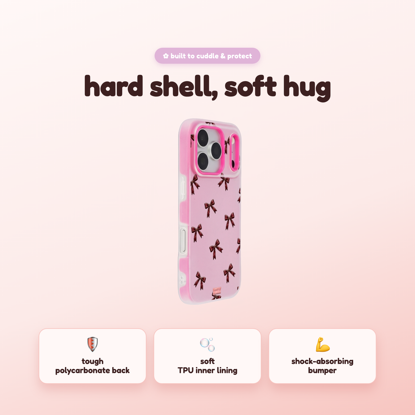 Oxblood Heart Bow Repeat Pop iPhone Case – product view 2