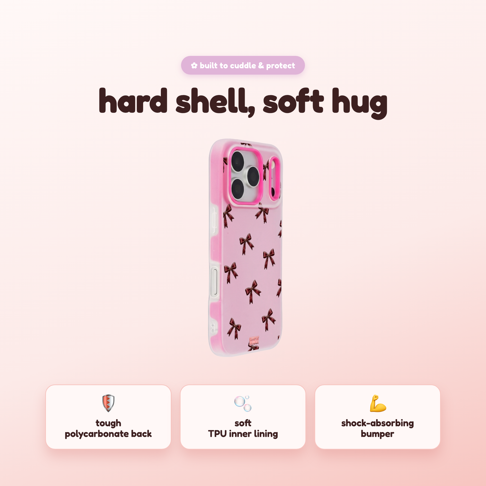 Oxblood Heart Bow Repeat Pop iPhone Case – product view 2