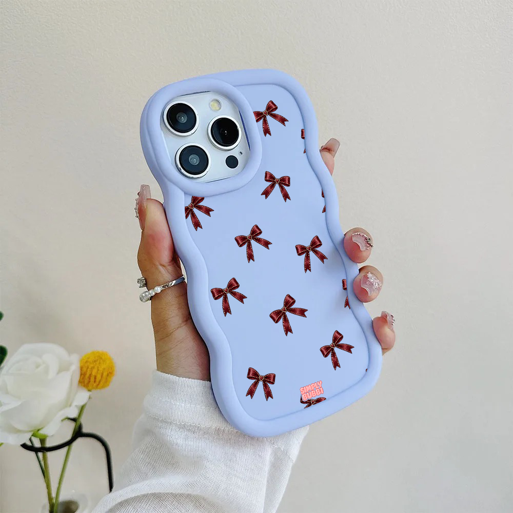Oxblood Heart Bow Repeat Wavy iPhone Case – product view 8