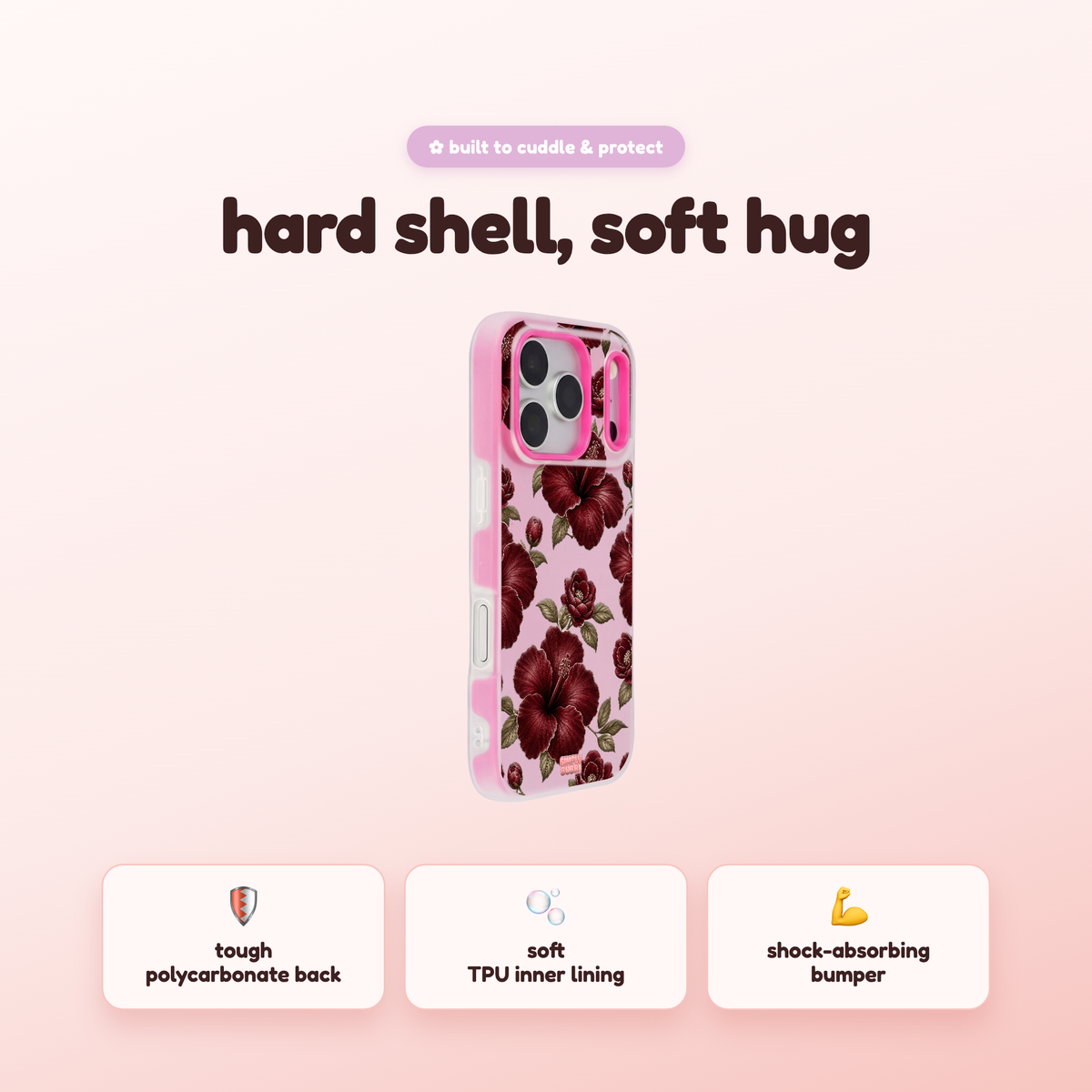 Merlot Hibiscus Pop iPhone Case – product view 2