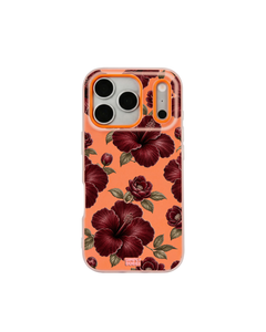 Oxblood Hibiscus Pattern Pop iPhone Case – Orange