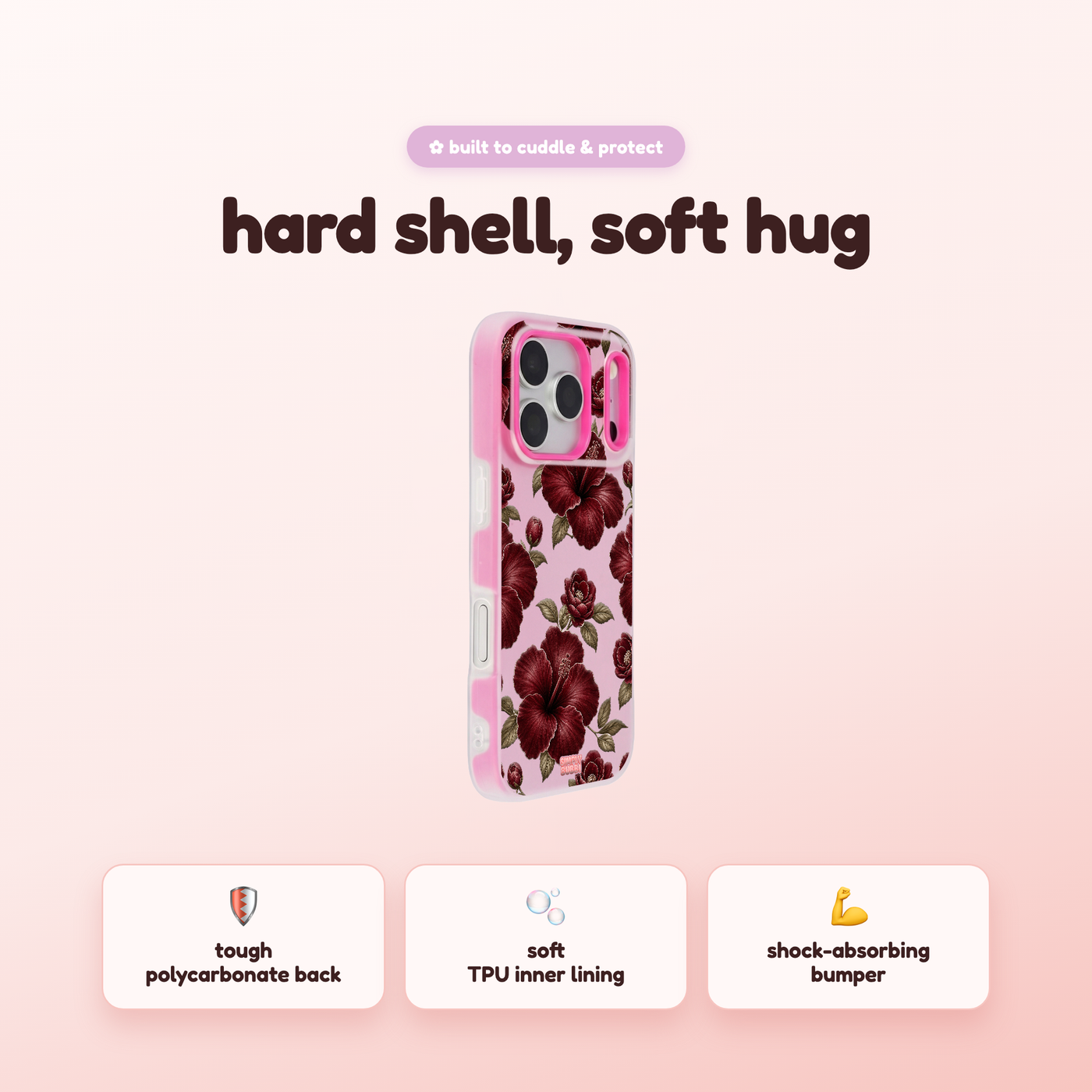Oxblood Hibiscus Pattern Pop iPhone Case