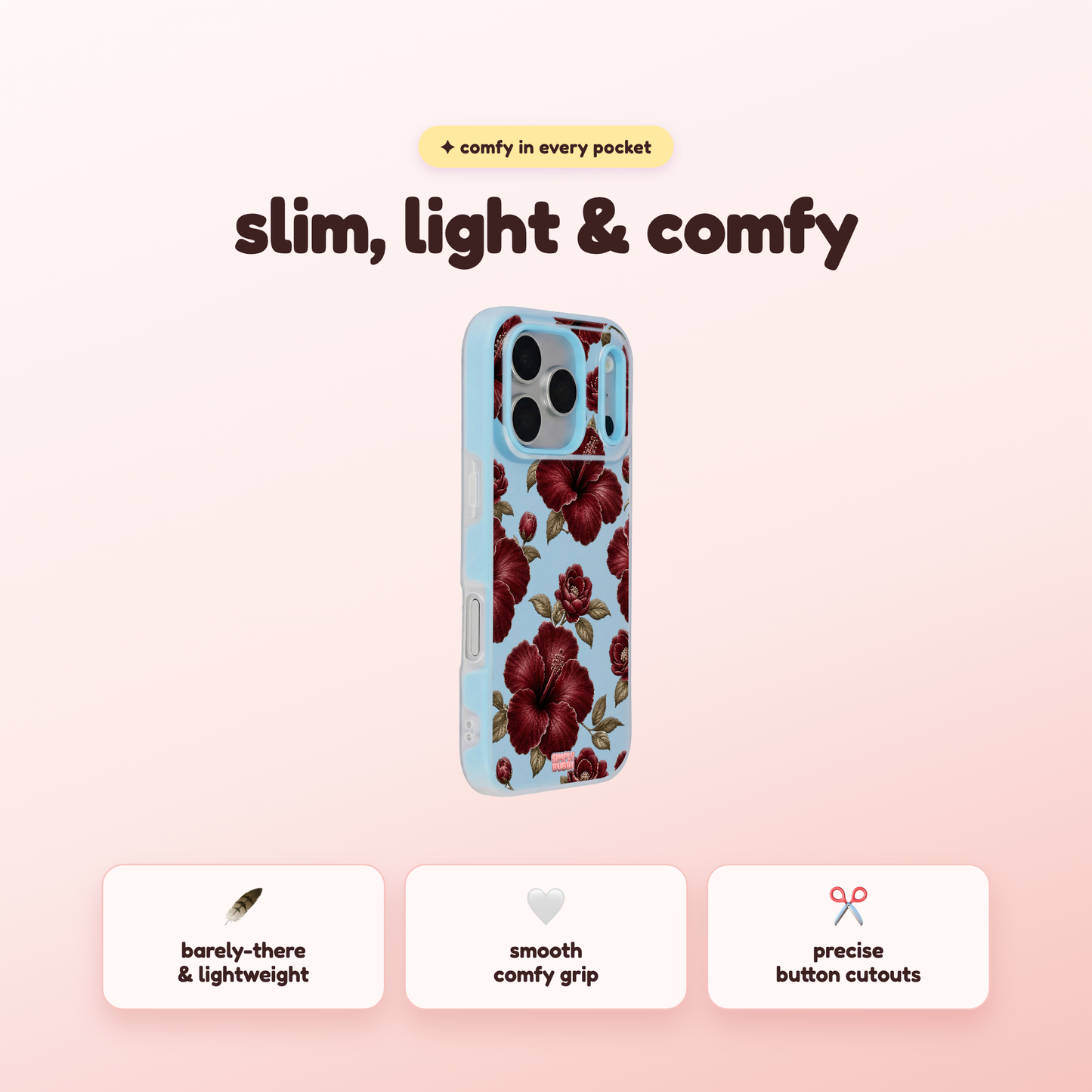 Oxblood Hibiscus Pattern Pop iPhone Case – product view 4