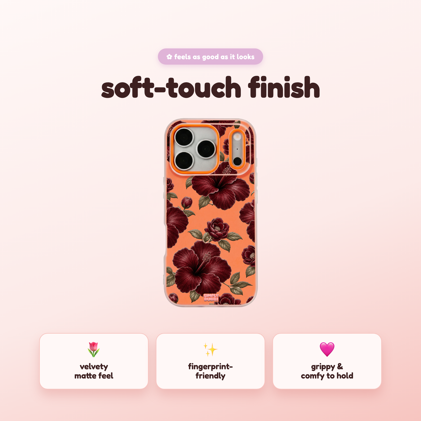 Oxblood Hibiscus Pattern Pop iPhone Case – product view 5