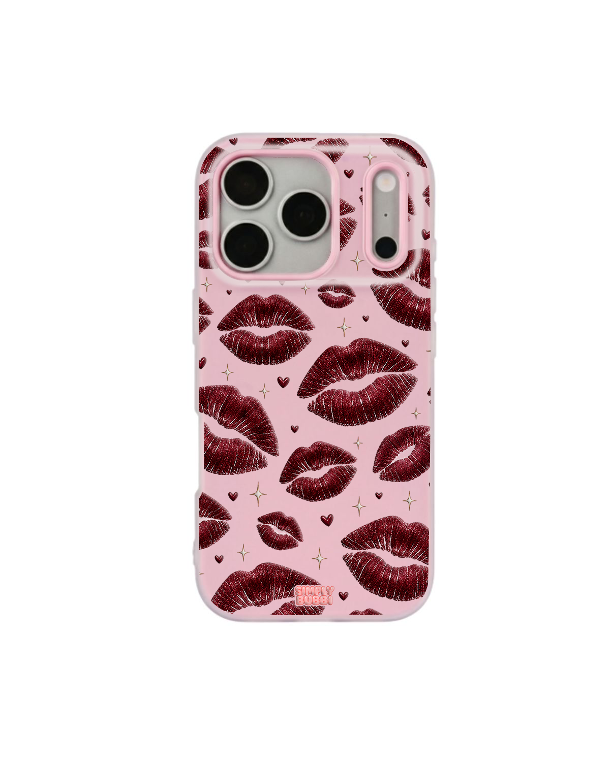 Oxblood Kiss Print Repeat Pop iPhone Case – Pink color