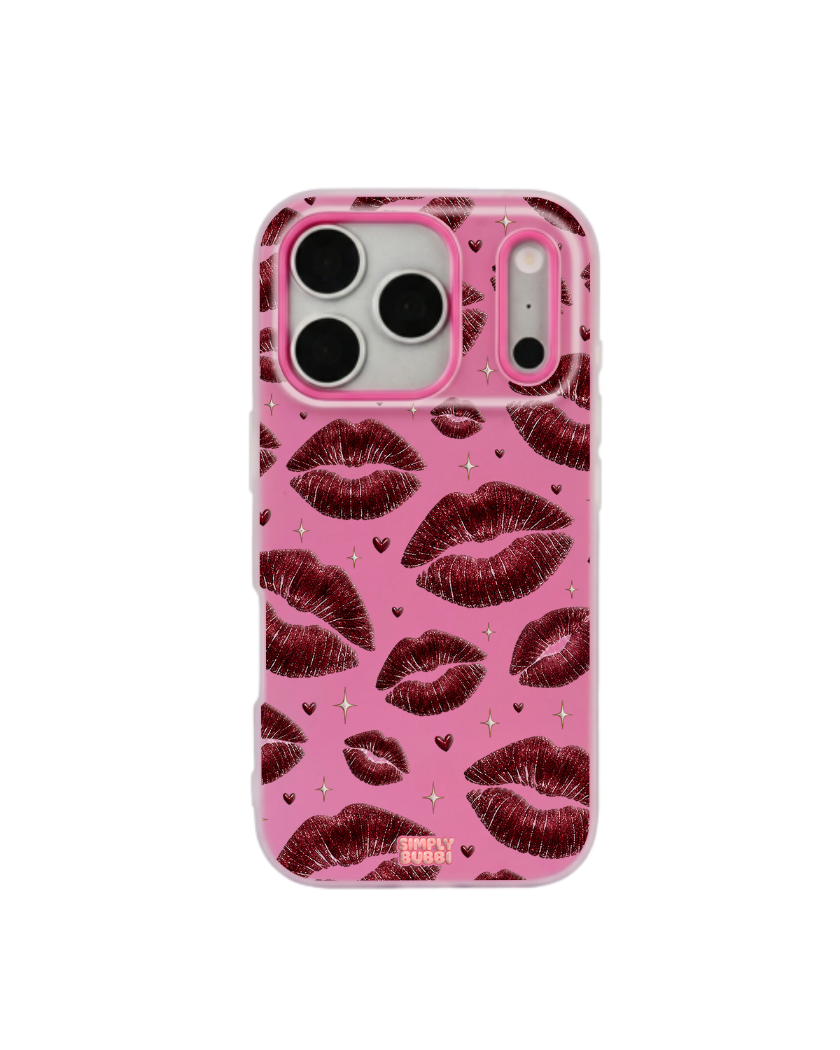Oxblood Kiss Print Repeat Pop iPhone Case – Hot Pink color