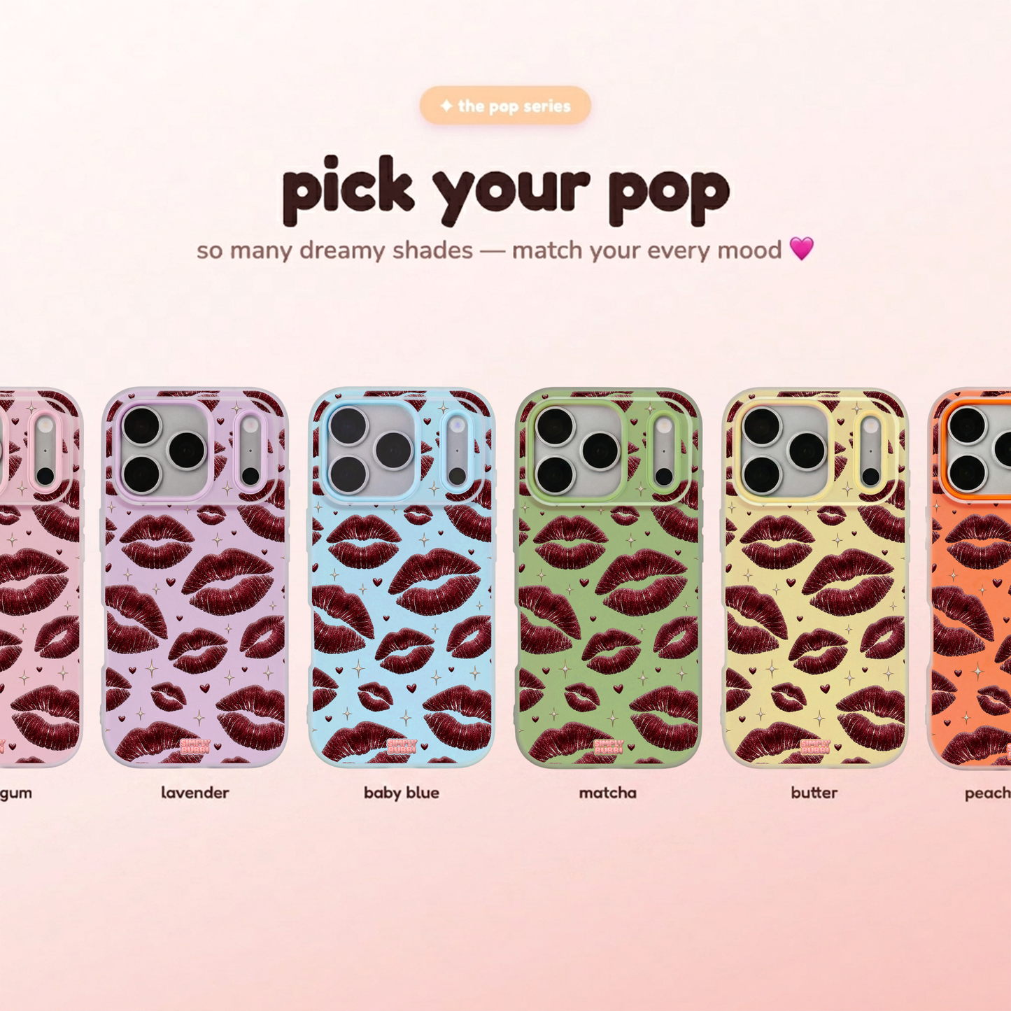 Oxblood Kiss Print Repeat Pop iPhone Case – product view 1