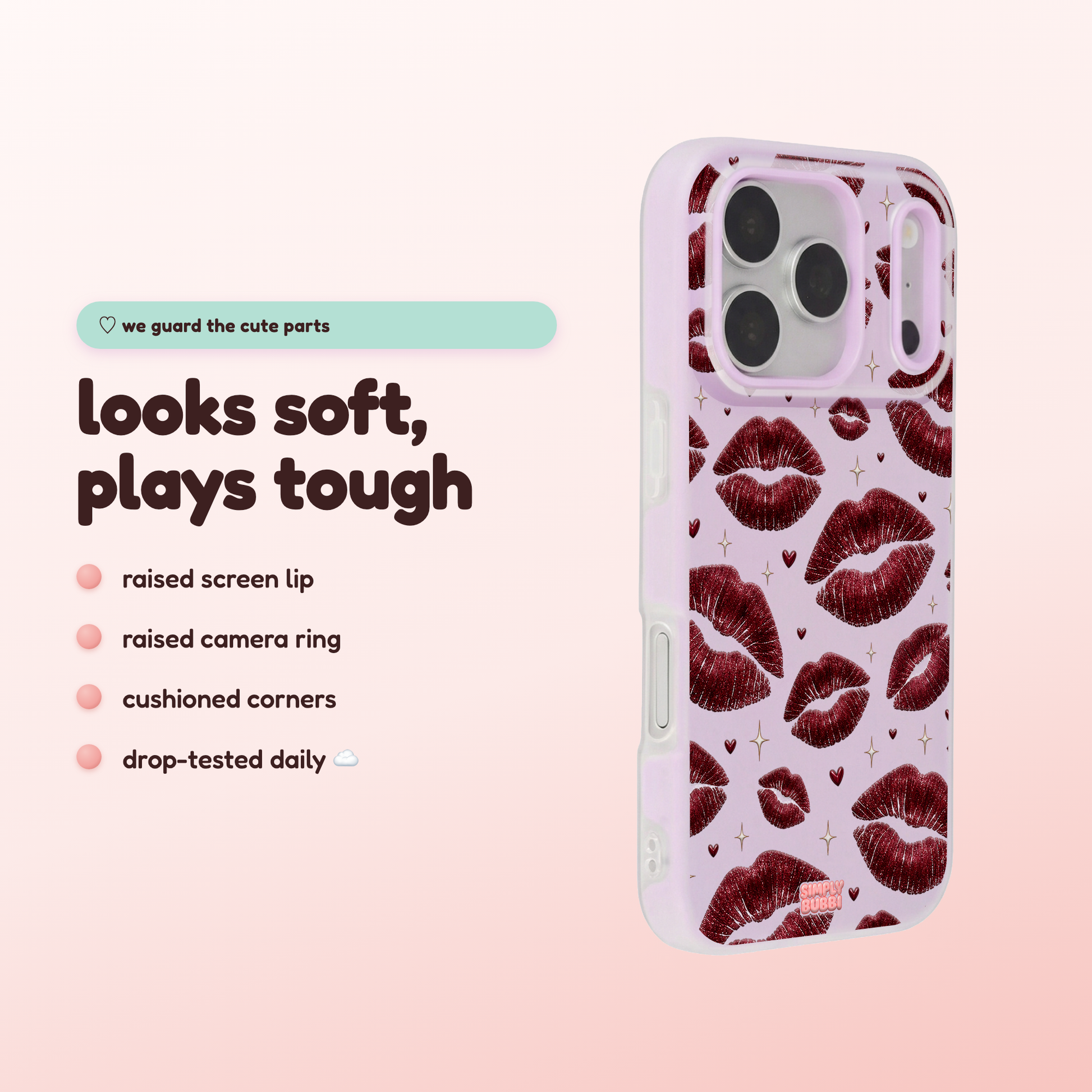 Oxblood Kiss Print Repeat Pop iPhone Case – product view 3