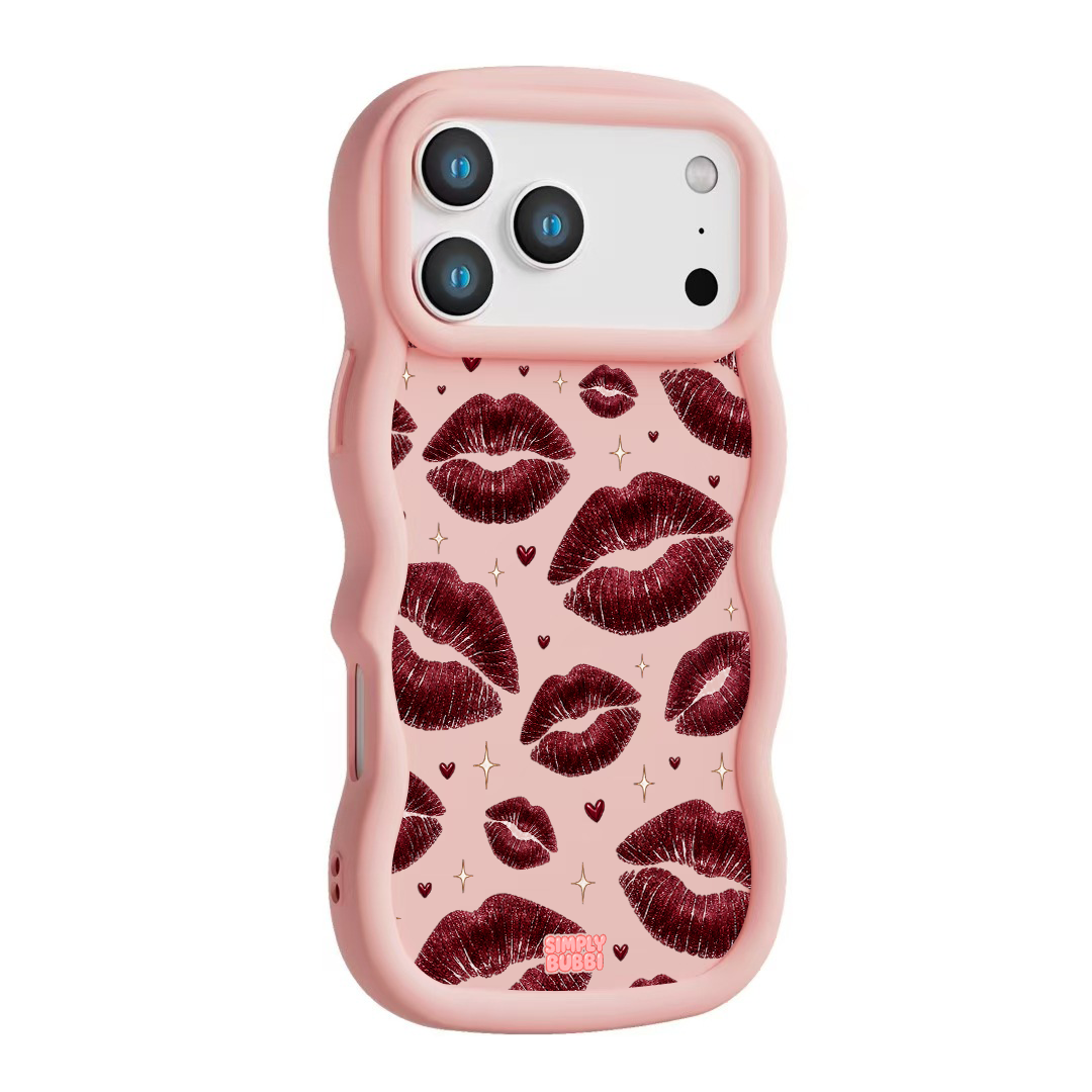 Oxblood Kiss Print Repeat Wavy iPhone Case – product view 9