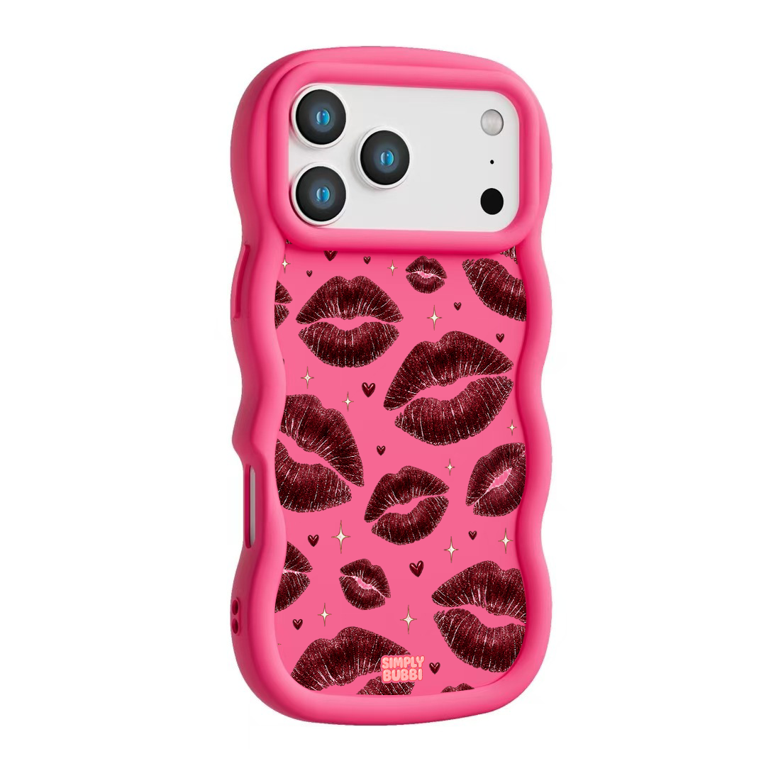 Oxblood Kiss Print Repeat Wavy iPhone Case – product view 10