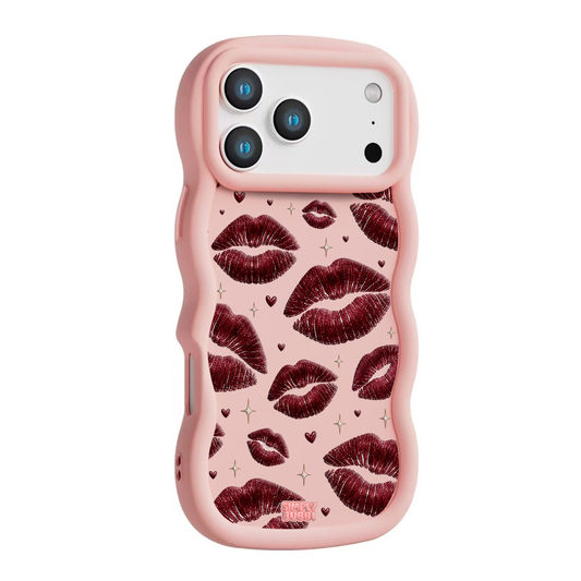 Oxblood Kiss Print Repeat Wavy iPhone Case – Blush color