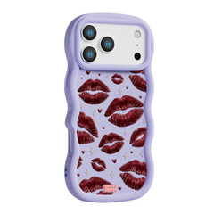 Oxblood Kiss Print Repeat Wavy iPhone Case – Lilac