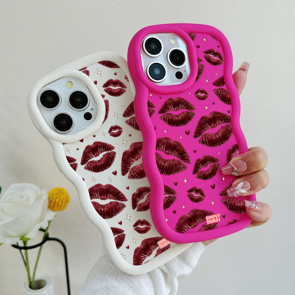 Oxblood Kiss Print Repeat Wavy iPhone Case