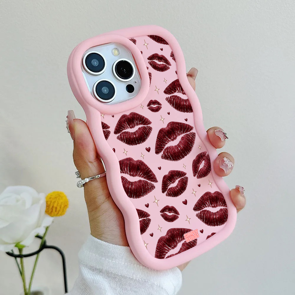 Oxblood Kiss Print Repeat Wavy iPhone Case – product view 6