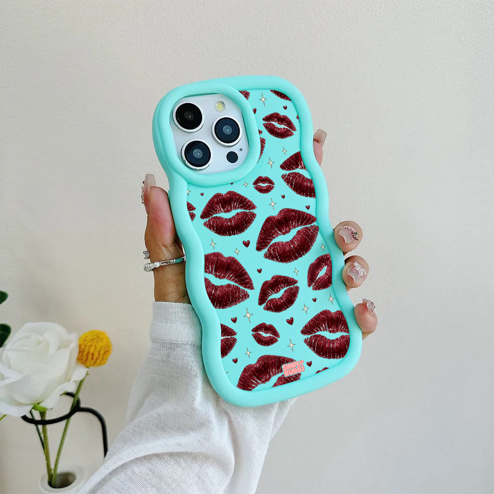 Oxblood Kiss Print Repeat Wavy iPhone Case – product view 7
