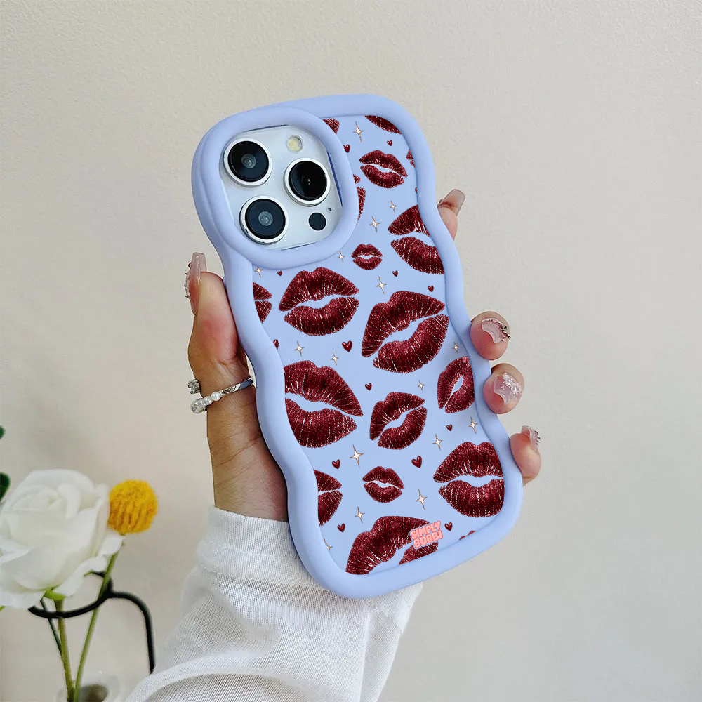 Oxblood Kiss Print Repeat Wavy iPhone Case – product view 8
