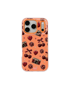 Oxblood Retro Charm Repeat Pop iPhone Case – Orange