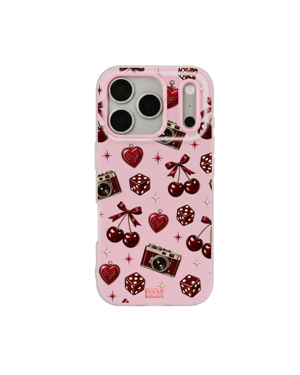 Oxblood Retro Charm Repeat Pop iPhone Case – Pink color