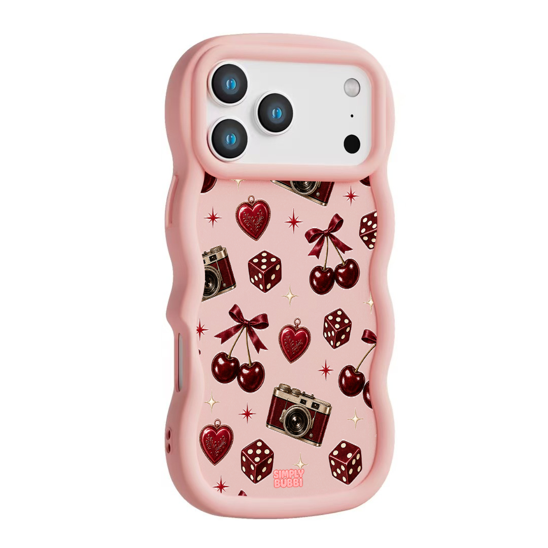 Oxblood Retro Charm Repeat Wavy iPhone Case – product view 9