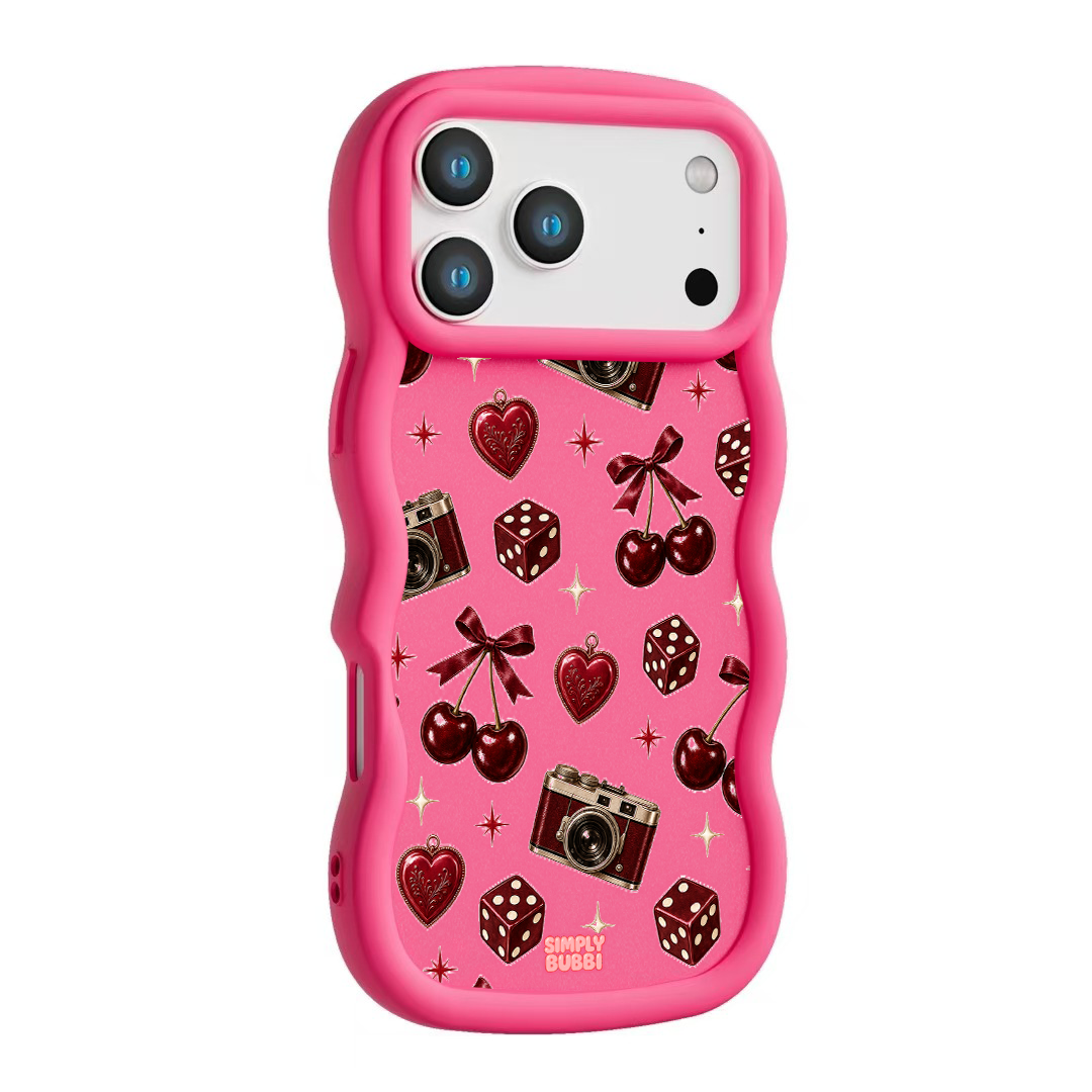 Oxblood Retro Charm Repeat Wavy iPhone Case – product view 10