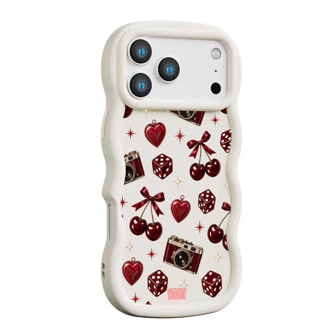 Oxblood Retro Charm Repeat Wavy iPhone Case – product view 11