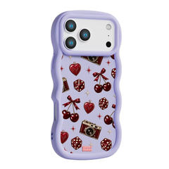Oxblood Retro Charm Repeat Wavy iPhone Case – Lilac