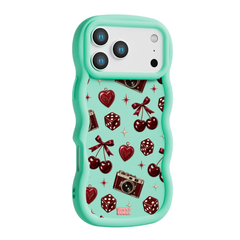 Oxblood Retro Charm Repeat Wavy iPhone Case – Mint