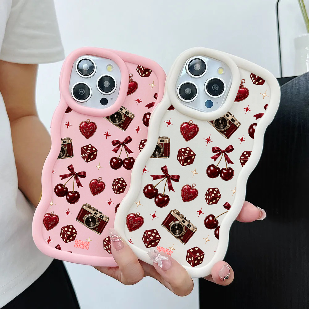 Oxblood Retro Charm Repeat Wavy iPhone Case – product view 2