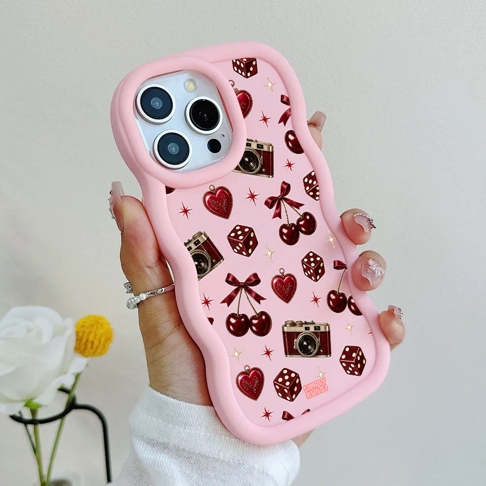 Oxblood Retro Charm Repeat Wavy iPhone Case – product view 6
