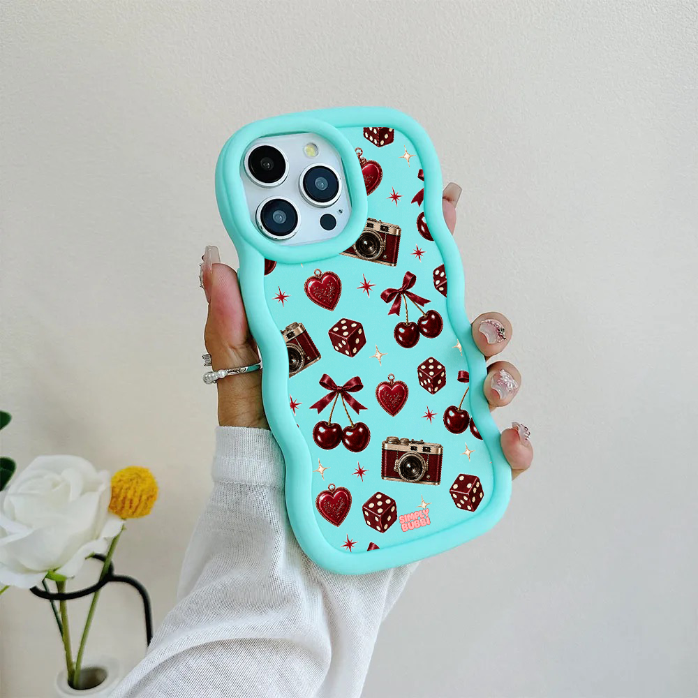 Oxblood Retro Charm Repeat Wavy iPhone Case – product view 7