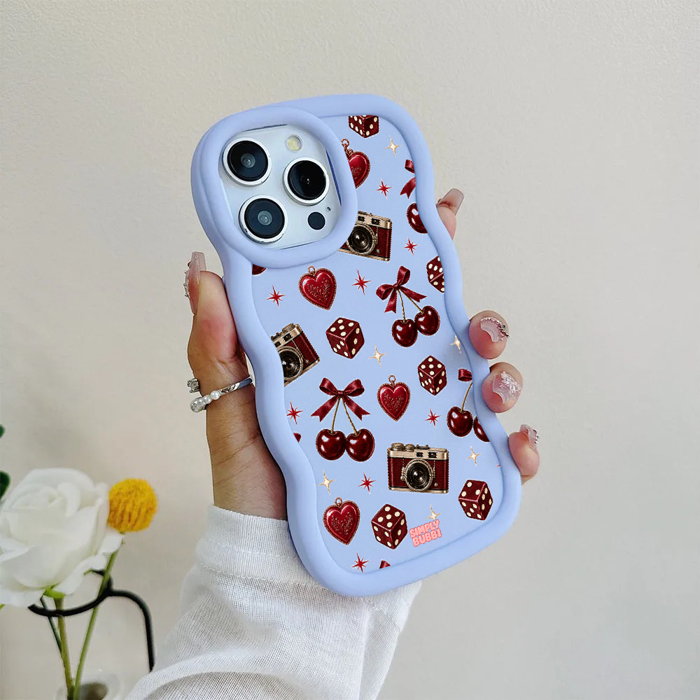 Oxblood Retro Charm Repeat Wavy iPhone Case – product view 8