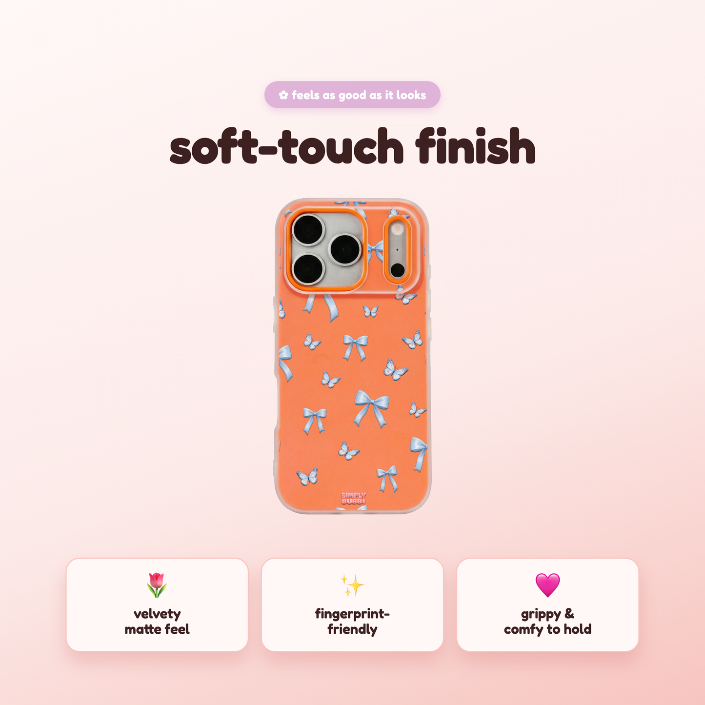 Blue Bow Butterfly Repeat Pop iPhone Case – product view 5