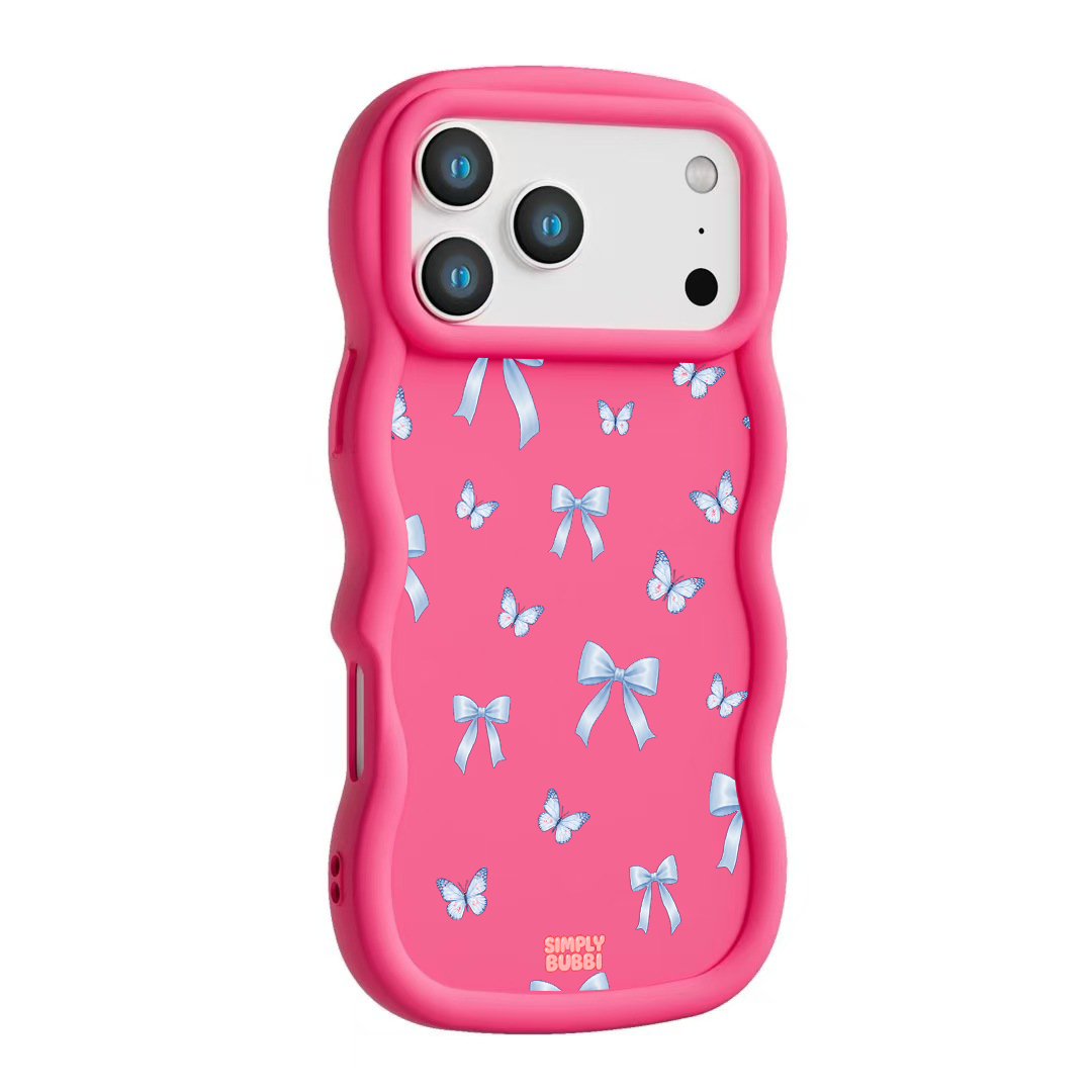 Blue Bow Butterfly Repeat Wavy iPhone Case – product view 10