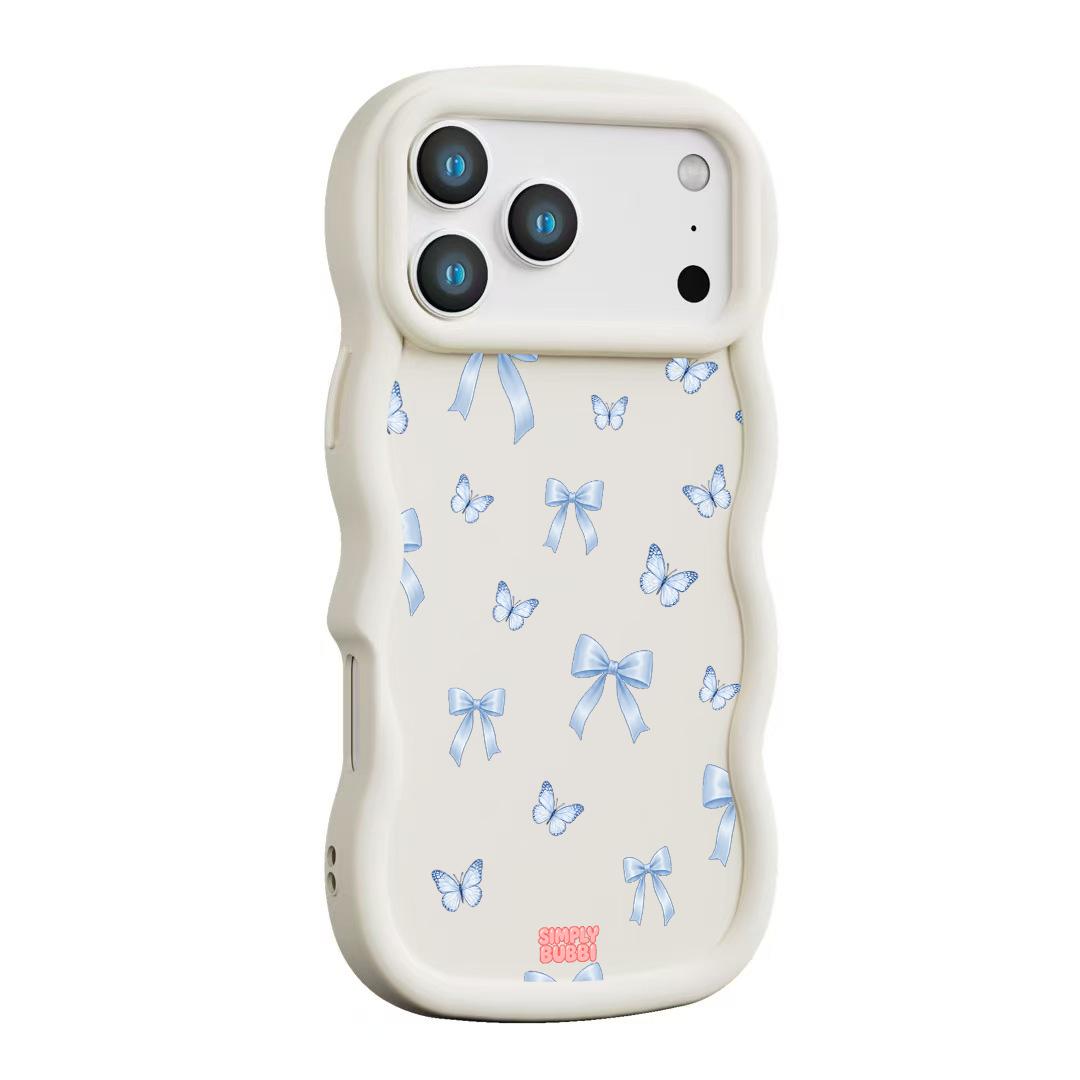 Blue Bow Butterfly Repeat Wavy iPhone Case – product view 11