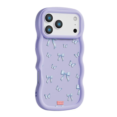 Blue Bow Butterfly Repeat Wavy iPhone Case – Lilac