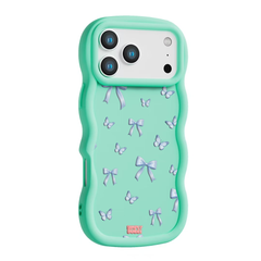 Blue Bow Butterfly Repeat Wavy iPhone Case – Mint