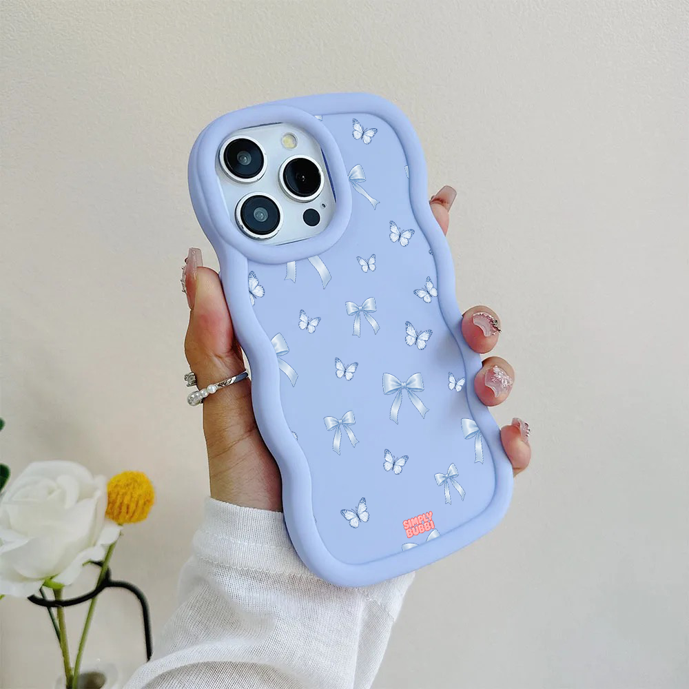 Blue Bow Butterfly Repeat Wavy iPhone Case – product view 8