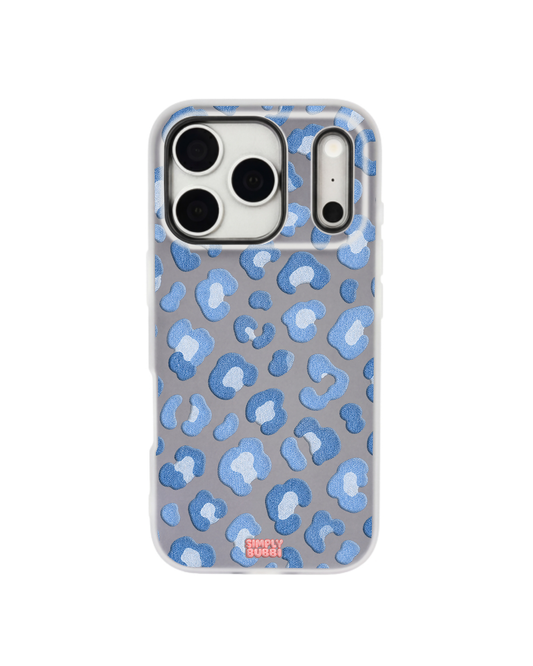 Denim Blue Rosette Repeat Pop iPhone Case – Gray color