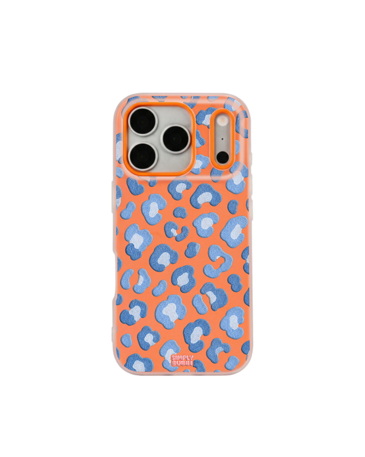 Denim Blue Rosette Repeat Pop iPhone Case – Orange color