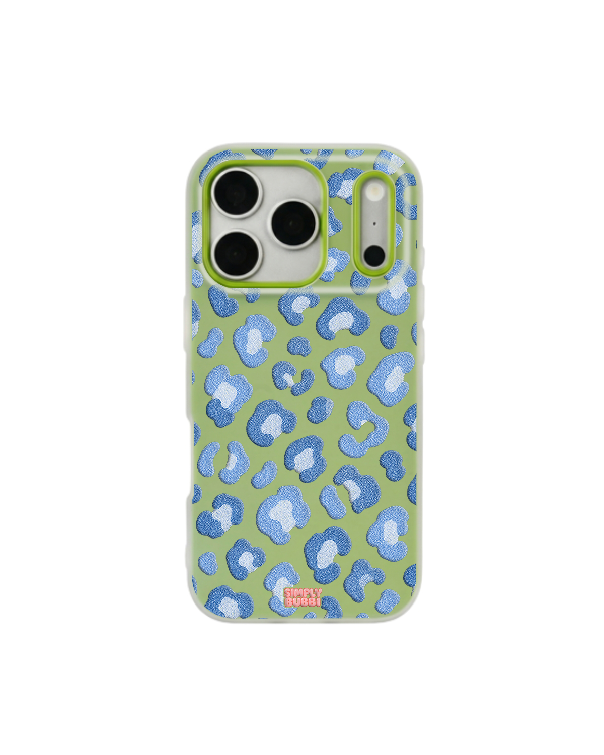 Denim Blue Rosette Repeat Pop iPhone Case – Lime color