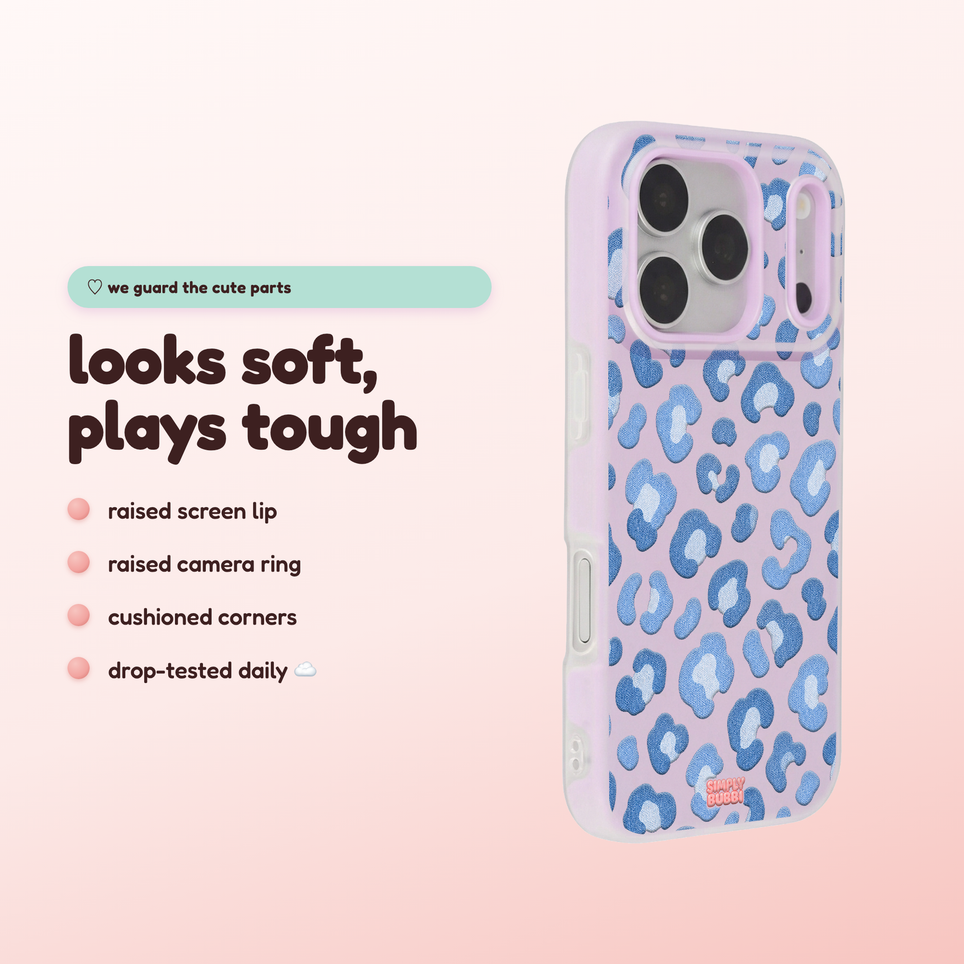 Denim Blue Rosette Repeat Pop iPhone Case – product view 3