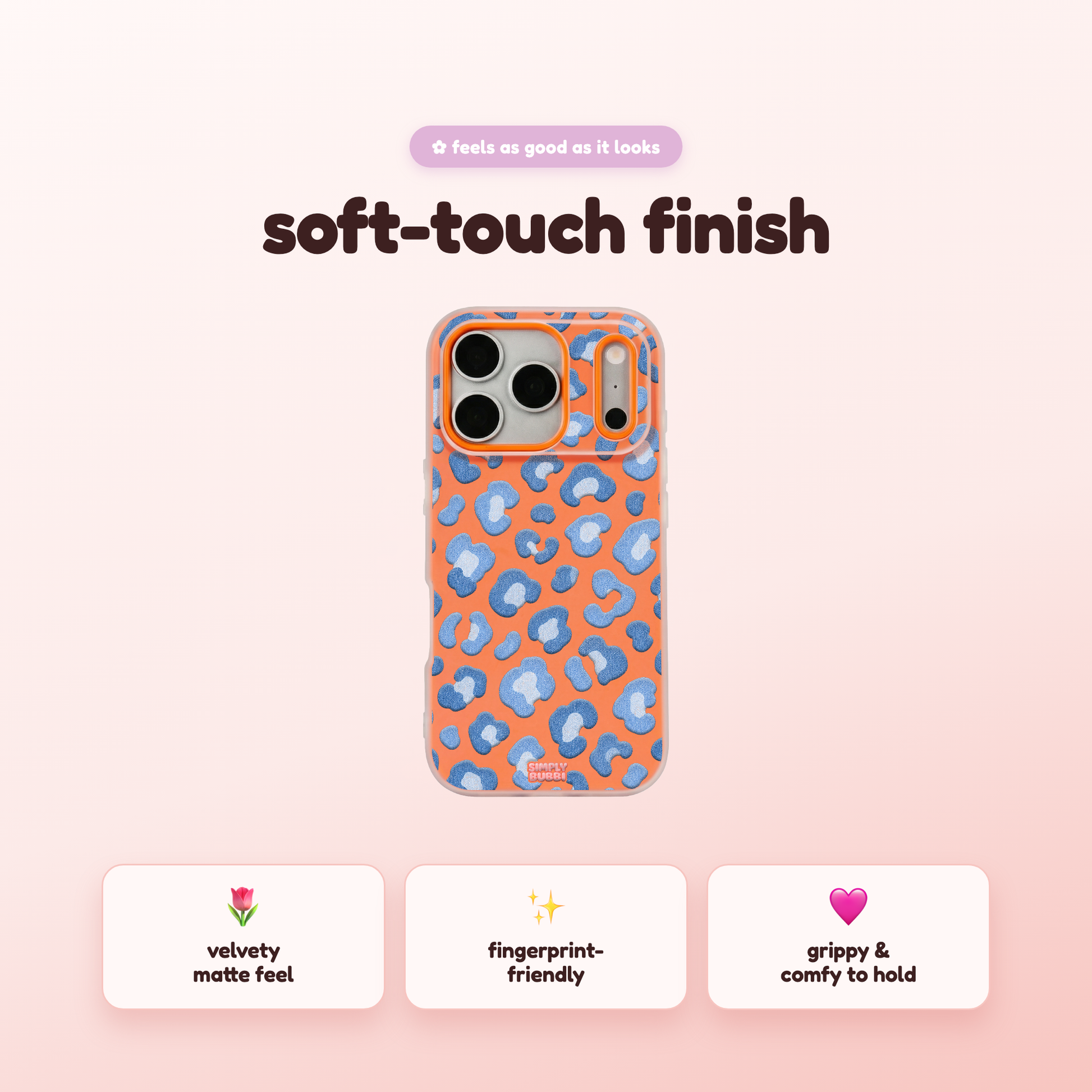 Denim Blue Rosette Repeat Pop iPhone Case – product view 5