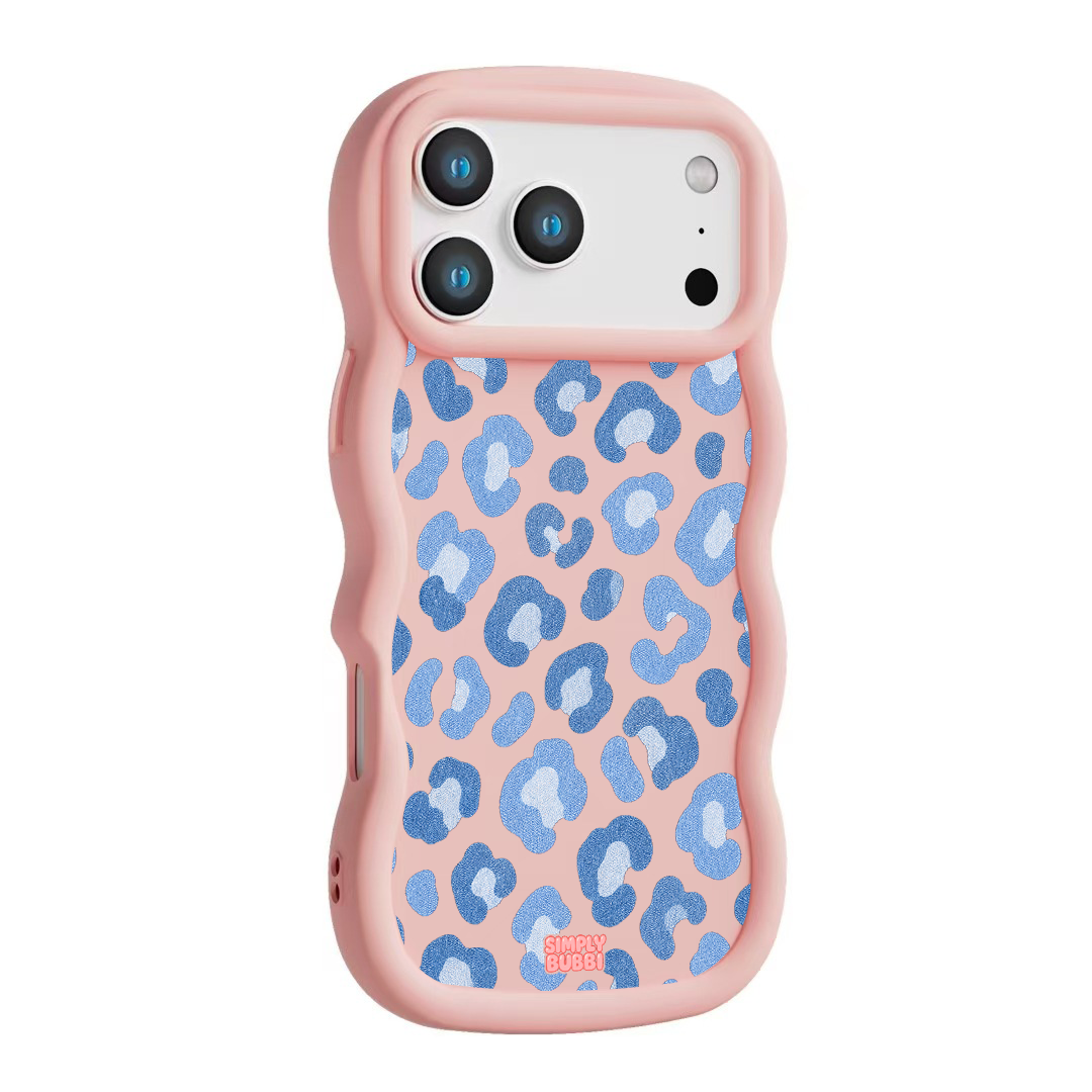 Denim Blue Rosette Repeat Wavy iPhone Case – product view 9
