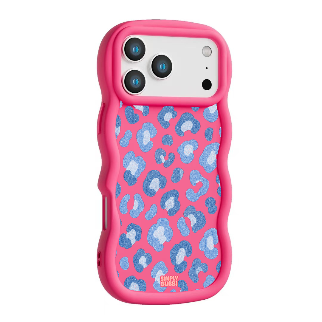 Denim Blue Rosette Repeat Wavy iPhone Case – product view 10