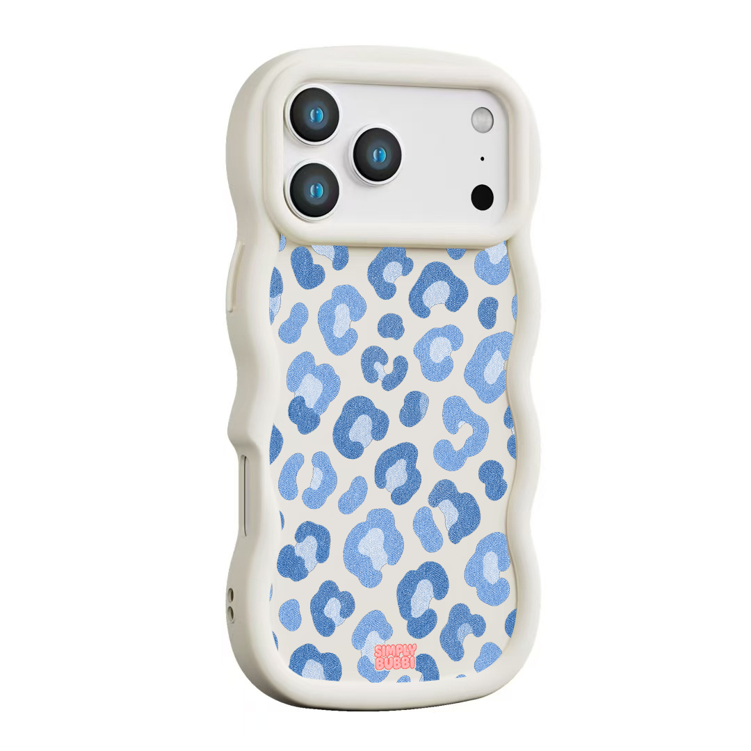 Denim Blue Rosette Repeat Wavy iPhone Case – product view 11