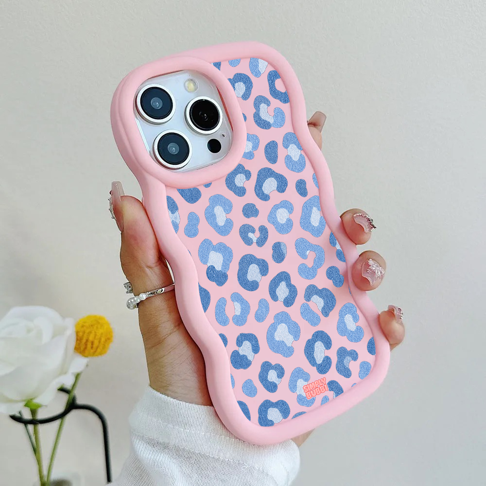 Denim Blue Rosette Repeat Wavy iPhone Case – product view 6