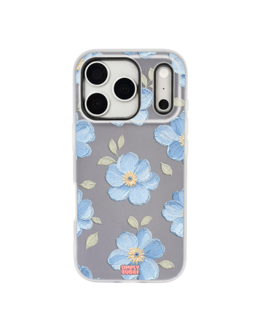 Powder Blue Impasto Floral Pop iPhone Case – Gray color