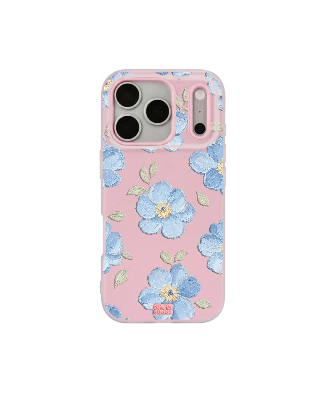 Powder Blue Impasto Floral Pop iPhone Case – Pink color