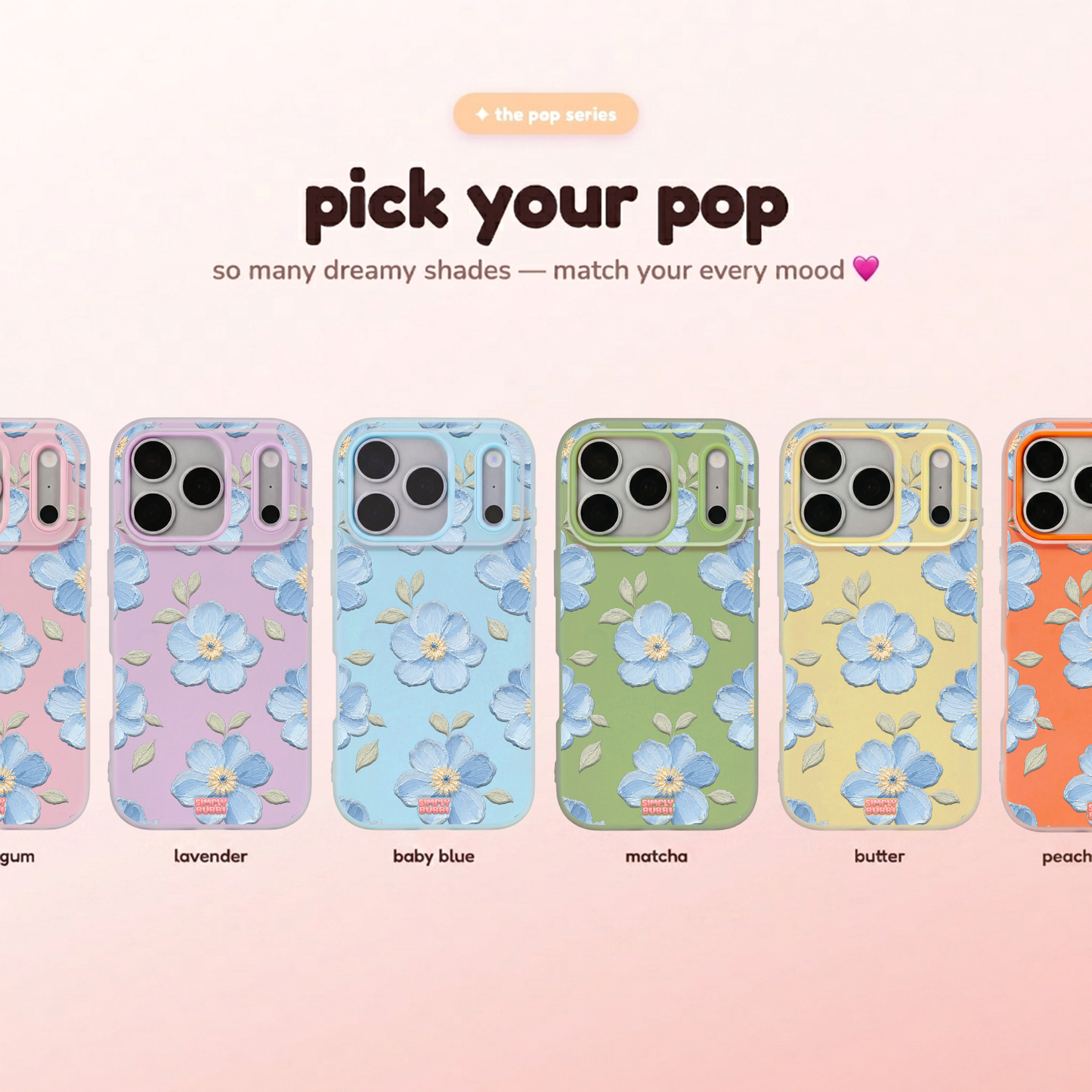 Powder Blue Impasto Floral Pop iPhone Case – product view 1
